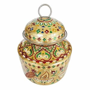 Diya Designed, Meenakari Decorated, Small Stainless Steel Water Pot